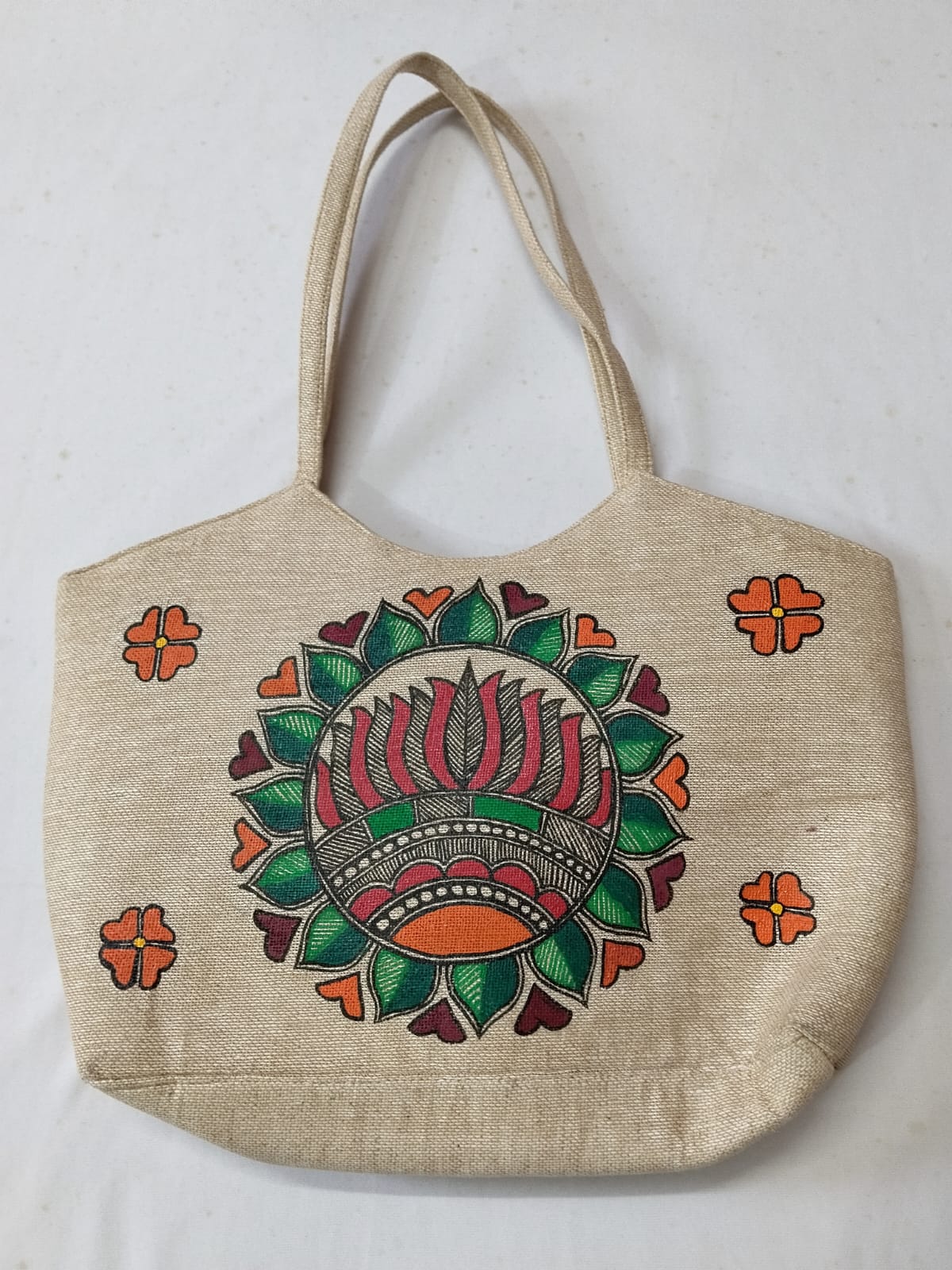 Hand-Painted Madhubani Jute Handbag
